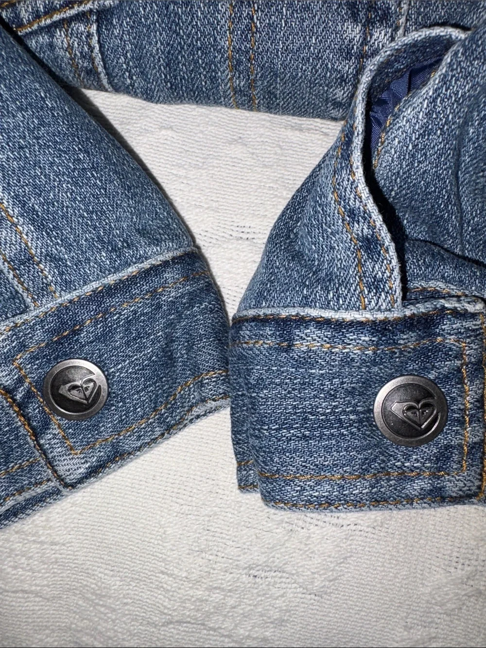 Roxy Girls Denim Sherpa Lined Jacket EUC L Almost Vintage